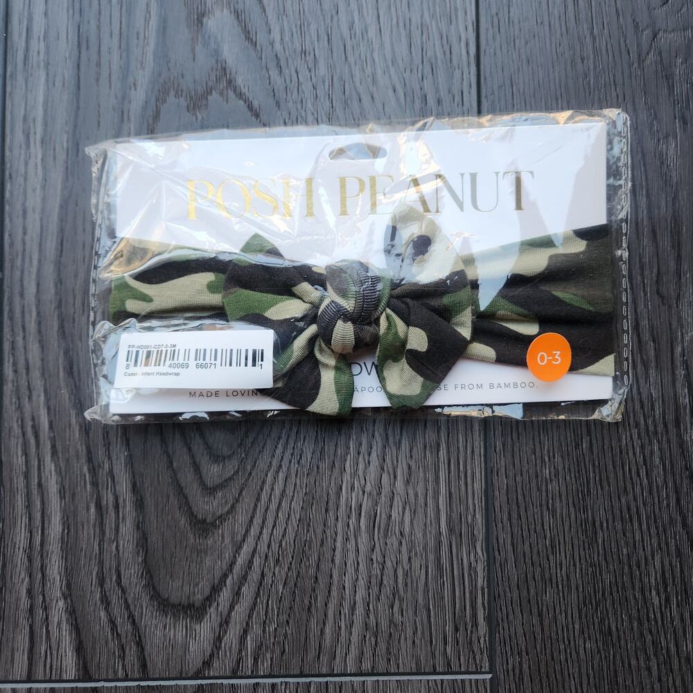 Posh Peanut Cadet print camouflage headband, 0-3 months